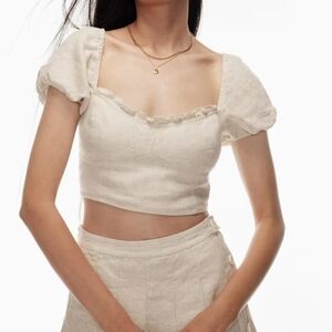 Wilfred Wander Linen Blouse in Natural Ecru Color Size Small